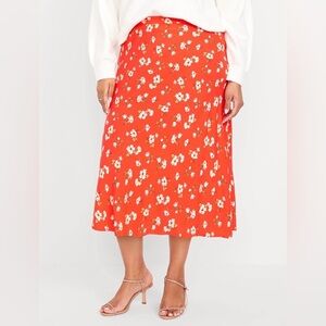 NWOT Old Navy Crepe A-Line Midi Skirt - Women’s XXL / Red Floral
